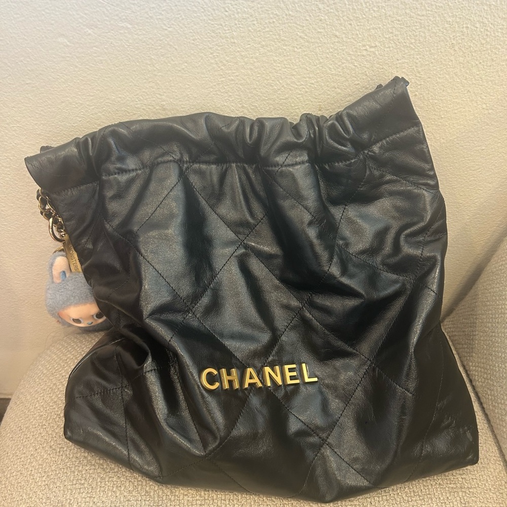 Chanel Black Leather Shoulder Bag with Gold Accents